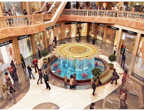 BeTogether Courtyard — central fountain court (artistic impression)