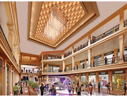BeTogether Courtyard — atrium with chandelier (artistic impression)